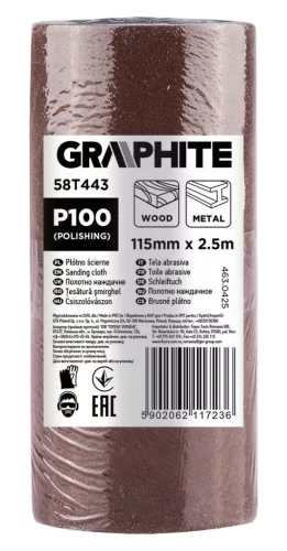 GRAPHITE Csiszolóvászon tekercs 2,5mx115mm, P120 (58T443)