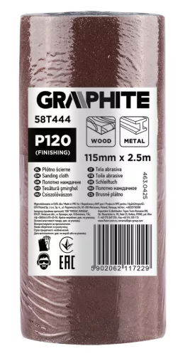 GRAPHITE Csiszolóvászon tekercs 2,5mx115mm, P150 (58T444)