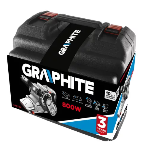 GRAPHITE SZALAGCSISZOLÓ 800W, 75x457mm, kofferben (59G394)