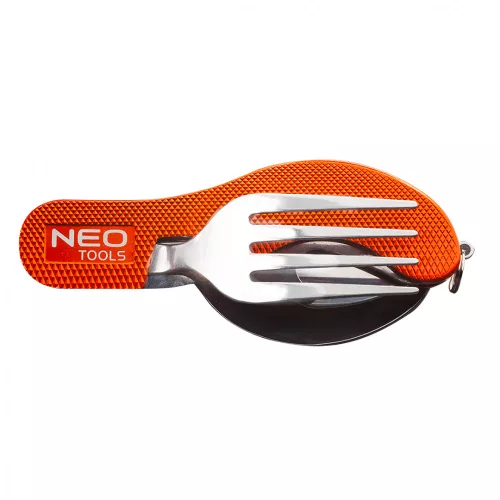 NEO Tábori kemping zsebkés, 10cm, evőeszköz funkció, alumínium (63-027)