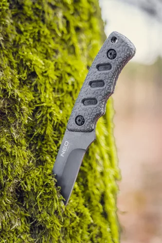NEO Túlélő kés, full-tang, 16.5 cm, rozsdamentes acél, gumírozott markolat, penge: 9.4cm (63-106)