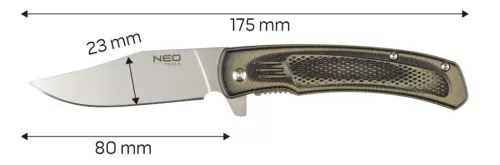 NEO Összecsukható kés 17.5 cm, rozsdamentes acél, penge: 8cm, a penge hosszabbítható (63-114)