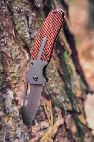 NEO Összecsukható kés 22 cm, rozsdamentes acél, penge: 11cm, fa markolat berakás (63-115)