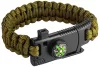 NEO Túlélő karkötő 5 az 1-ben: 3.5m paracord(250kg-ig), kovakő, iránytű, kés, síp, zöld, szélessége 26mm (63-140)
