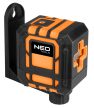 NEO Lézeres szintező, önbeálló keresztvonallézer, piros, 20m, mágneses tartókonzol, 1/4"-os menet, 2db AA elem (75-142)