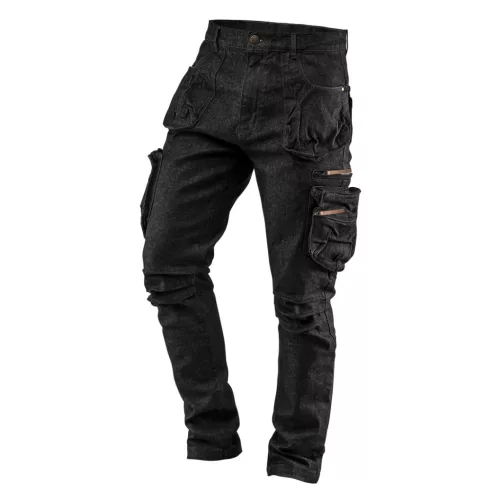 NEO Farmer munkanadrág 5 zsebes, fekete, 98% pamut 2% elasztán, térderősítés, XXX L , (81-233-XXXL)
