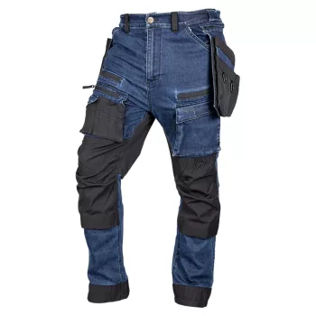   NEO Farmer munkásnadrág, Denim, 82% pamut, Oxford szövet, Cordura betétek, cippzáras zsebek, kék-fekete, XXL (81-361-1-XXL)