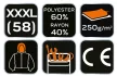 NEO Pulóver kapucnival COMFORT, sötétkék, 60% poliészter 40% műselyem, XXXL  (81-513-XXXL)