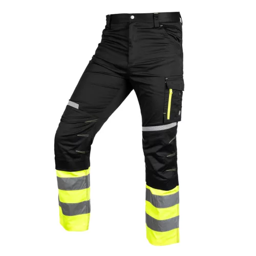 NEO Láthatósági munkásnadrág Mix&Match, 1. oszt., 240g/m2, külső zsebek, profilozott térdbetét, fek.-sárga, XXXL (81-795-XXXL)