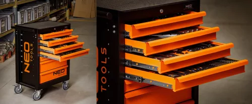 NEO Műhelykocsi, 7 fiókos, 176db szerszámmal, 680x460x1030mm, szerszámkocsi (84-222-12)