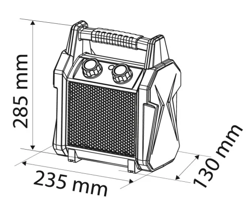 NEO Ipari PTC Elektromos Kerámia Hősugárzó 3 kw, termosztát, levehető fogantyú, borulásvédelem,210 m3/h (90-061)