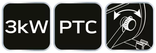 NEO Ipari PTC Elektromos Kerámia Hősugárzó 3 kw,Két fokozat,állitható szög, levehető fogantyú,280 m3/h (90-063)