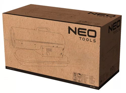NEO Gázolajos hőlégbefúvó, 20kW, 19l, fogyasztás: 1.9l / h, teljesítmény: 550 m3 / h (90-080)