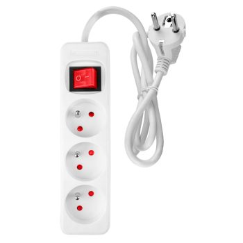   NEO Hálózati elosztó, kapcsolós, 3 aljzat, 1,5m/ 3x1,5mm2 kábel, fehér (90-176)