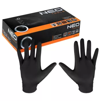   NEO Munkakesztyű, perforált nitril, fekete, 100 db, M (97-691-M)