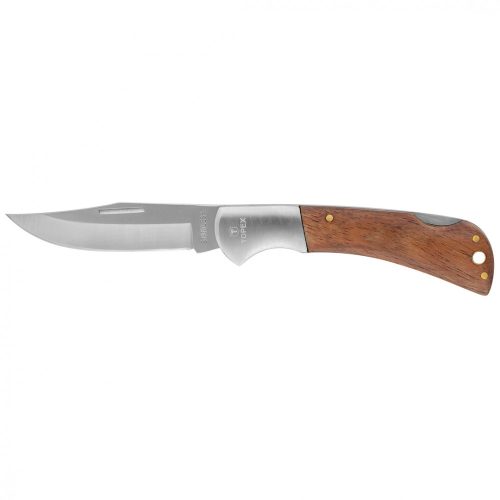 TOPEX Összecsukható kés retesszel, 8cm penge, fa markolat (98Z007)