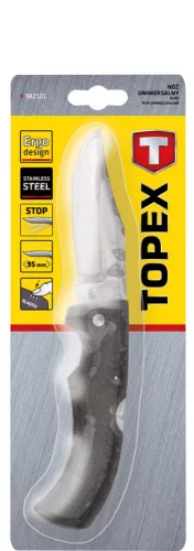 TOPEX Összecsukható kés retesszel, 10cm penge, teljes 220mm (98Z101)