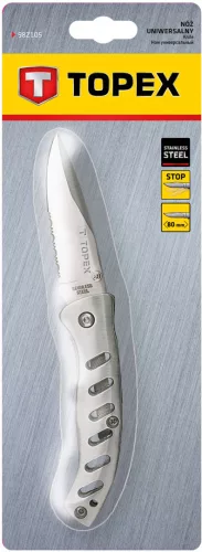TOPEX Összecsukható kés retesszel, 8cm penge, teljes 185mm (98Z105)