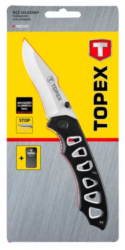 TOPEX Összecsukható kés retesszel, 8cm penge, összecsukott 113mm (98Z107)
