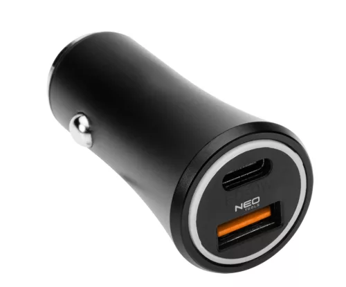NEO Autós USB adapter,12-24V, USB-A, USB-C csatlakozókkal (GD036)
