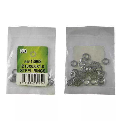JBM Acél alátét injektorjavító készlethez, Ø10 × 6 × 1 mm, 50 db (13962)