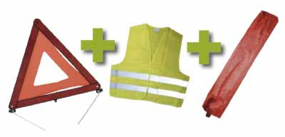 JBM Vészhelyzeti Készlet Piros Mini Táska + Fényvisszaverő Mellény + Elakadásjelző Háromszög (JBM-53094)