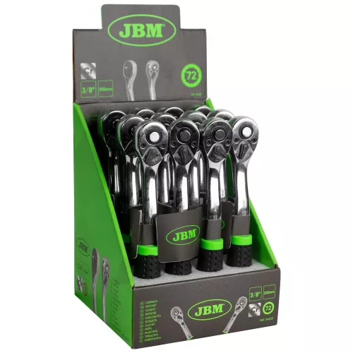 JBM Racsnis hajtószár 3/8”, 72 fogú fejjel, 200 mm (54023)