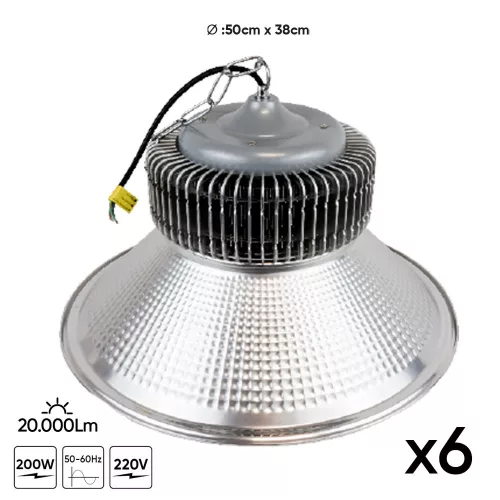JBM Ipari LED csarnokvilágító szett 6 db, 200 W, 20 000 lm (54133)