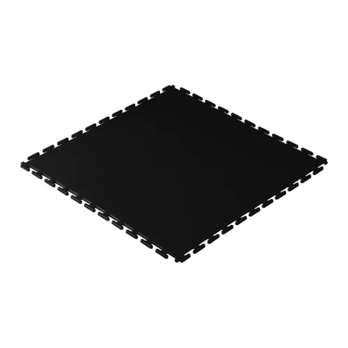 JBM Műhelypadló burkolólap PVC-ből, fekete, 500 × 500 × 6 mm, 15 t/m² felületi terhelhetőség (55044)