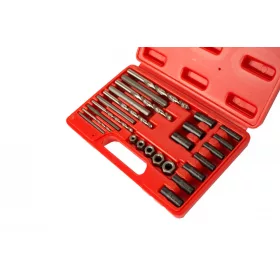   KROFtools Törtcsavar kiszedő készlet 25 részes, 5–16 mm csavarokhoz, HSS fúrókkal (0512)