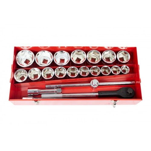 KROFtools  Dugókulcs készlet 1" 6 pontos, 21 részes, 36-80 mm (100000)