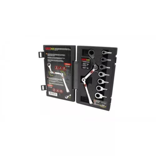 KROFtools Csuklós racsnis csillagkulcs készlet 9 részes, metrikus, 8–19 mm (1130)