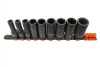KROFtools Gépi dugókulcs készlet sínen 1/2”, 9 részes, hosszú 10–27 mm fejekkel (1236)