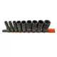 KROFtools Gépi dugókulcs készlet sínen 1/2”, 9 részes, hosszú 10–27 mm fejekkel (1236)