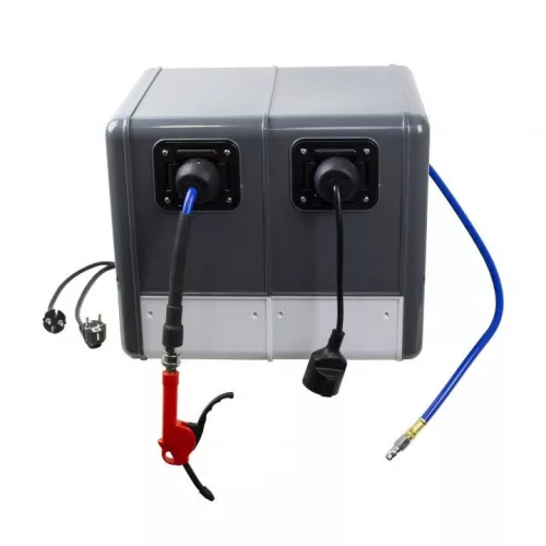 KROFtools Kombinált pneumatikus tömlő levegő- és elektromos kábeldob készlet (2075)