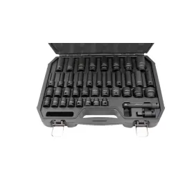   KROFtools Gépi dugókulcs készlet ütvecsavarozóhoz, 1/2", normál és hosszított, 9–30 mm, 40 részes (2124)