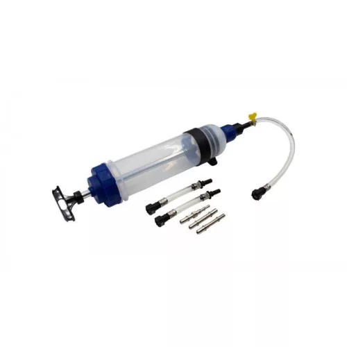 KROFtools Üzemanyag-leszívó és légtelenítő fecskendő 1500 cm³, PSA és Opel adapterekkel (3234)