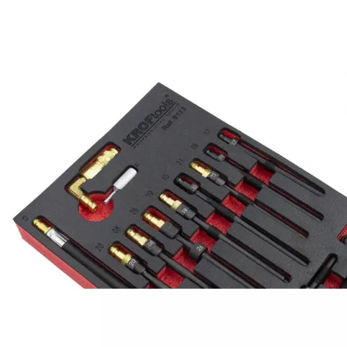 KROFtools Adapterkészlet kompresszió- és nyomásveszteség-mérőhöz.  30 RÉSZES (8113)