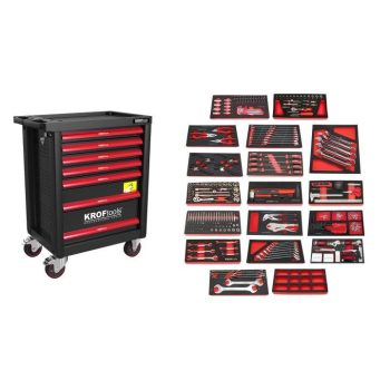   KROFtools SZERSZÁMkocsi ( SZEKRÉNY )  7 FIÓKOS 352 RÉSZES - FEKETE (8353PRE)