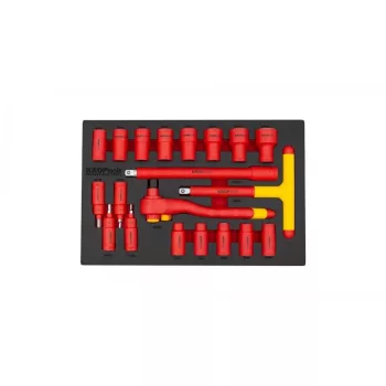   KROFtools Villanyszerelő VDE szigetelt 1/2"-os dugókulcs és villáskulcs készlet, 20 db-os  (8360)