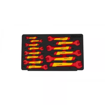   KROFtools  Villanyszerelő VDE szigetelt nyitott végű villáskulcs készlet, 14 részes, 6-21 mm-es (8362)