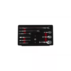   KROFtools Rövid racsnis hajtókar készlet 12 részes, 1/4”, 3/8” és 1/2” tartozékokkal (8368)