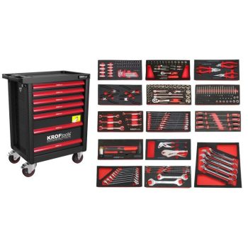   KROFtools  SZERSZÁMkocsi (SZEKRÉNY) 7 FIÓKOS 236 DARABOS, FEKETE (8500PRE)