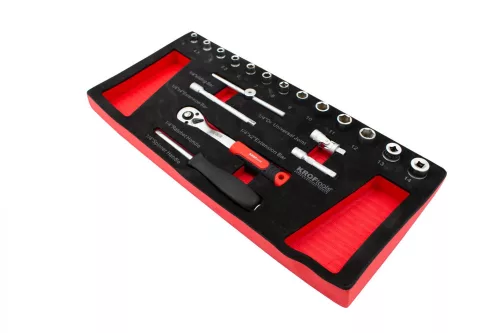 KROFtools Dugókulcs készlet, 1/4", 19 db-os, szivacsos szerszámtálca (K-8511)