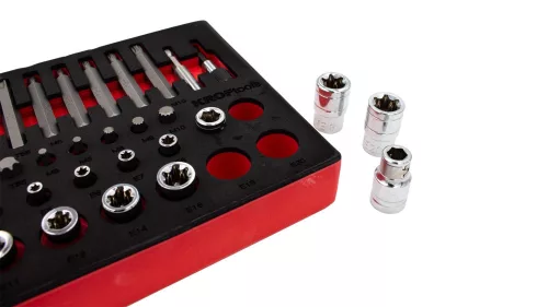 KROFtools Bit és torx kulcs készlet, 85 részes, szivacs szerszámtálcán (K-8516)