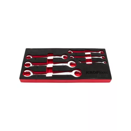 KROFtools Fékcsőkulcs készlet 6–24 mm, féloldalt nyitott fejjel, 6 részes (8517)