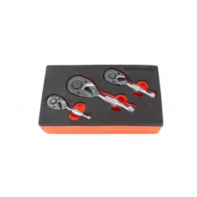   KROFtools 3 részes Rövid MAROKRACSNI KÉSZLET (1/4", 3/8", 1/2") hajtószár készlet, 3 részes, szivacstálcán (8557)