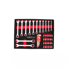   KROFtools Racsni-csillag-villáskulcs és 1/4" bitkészlet szerszám tálca, szivacs, 45 db szerszám (8569)