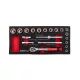KROFtools Dugókulcs készlet 3/8” hajtással, 8–24 mm, racsnival, 20 részes (8573)