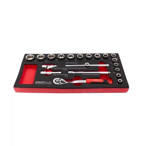 KROFtools Dugókulcs készlet 3/8” hajtással, 8–24 mm, racsnival, 20 részes (8573)
